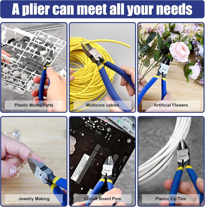 VCELINK Wire Cutter, 6-inch Side Cutter, CR-V Small Flush Cutter, Professional Small Wire Cutter with Spring-loaded for Artificial Flowers, Floral, Jewellery Making, and DIY Model Making - Image 2